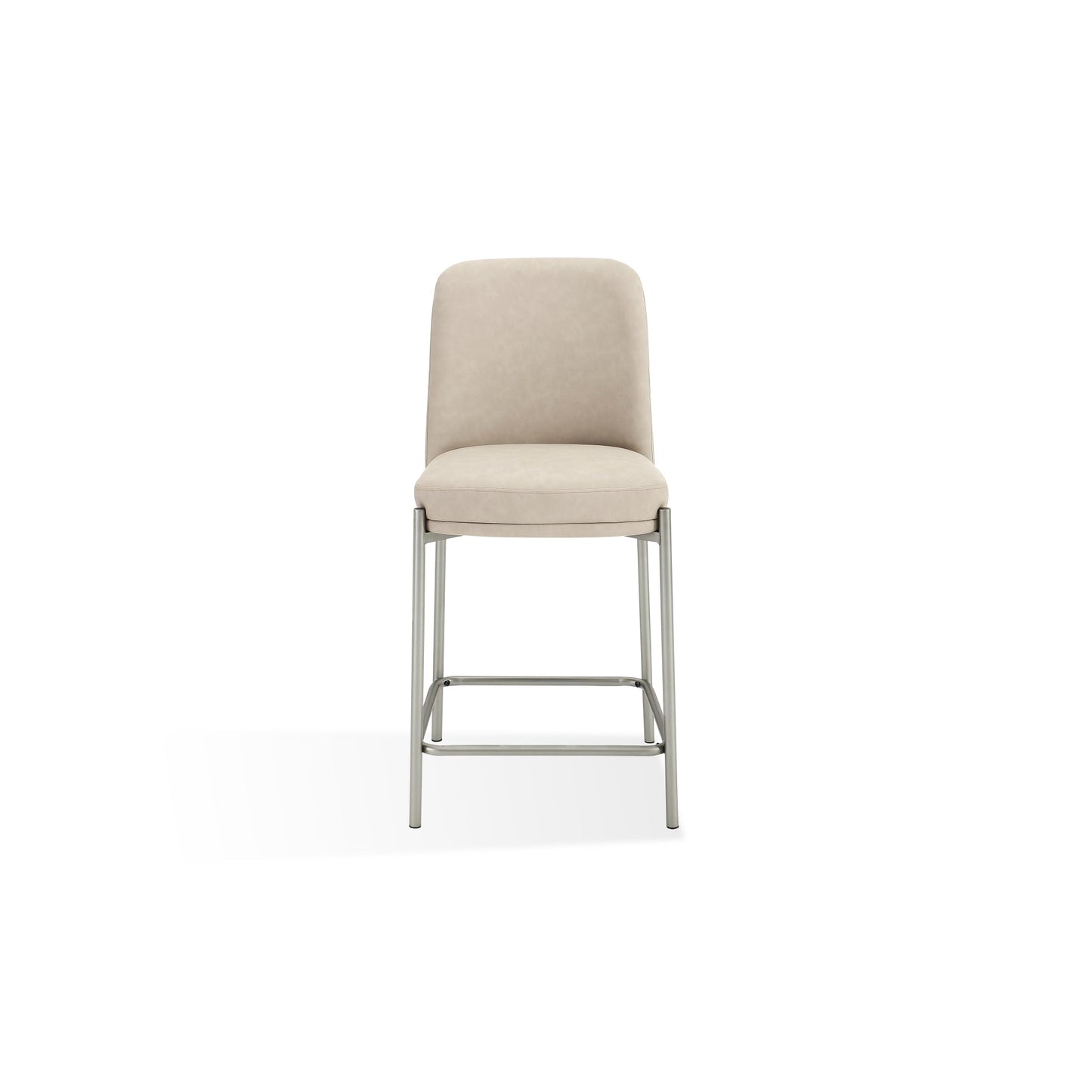 Modus Dion Upholstered Counter Stool in Camel Synthetic Leather and Brushed Nickel Metal