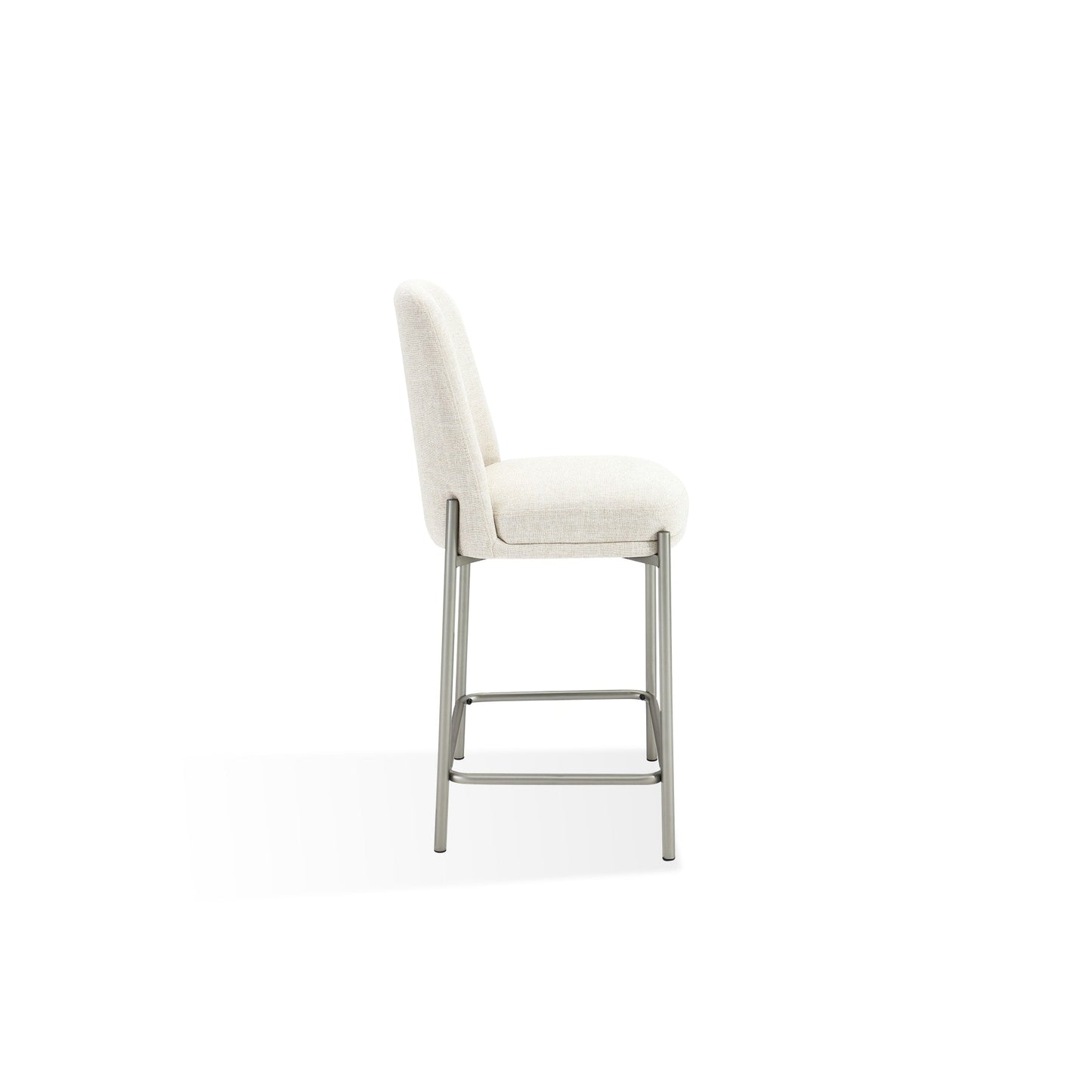 Modus Dion Upholstered Counter Stool in Natural Light Linen and Brushed Nickel Metal