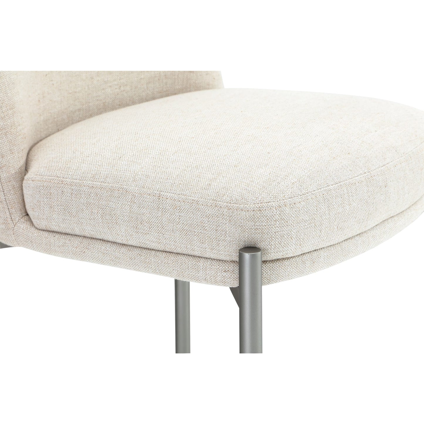Modus Dion Upholstered Counter Stool in Natural Light Linen and Brushed Nickel Metal
