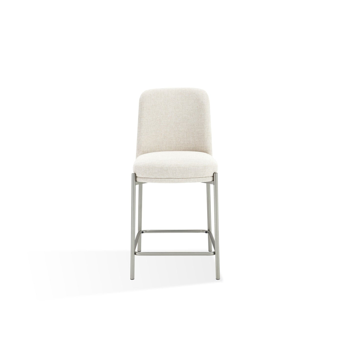 Modus Dion Upholstered Counter Stool in Natural Light Linen and Brushed Nickel Metal
