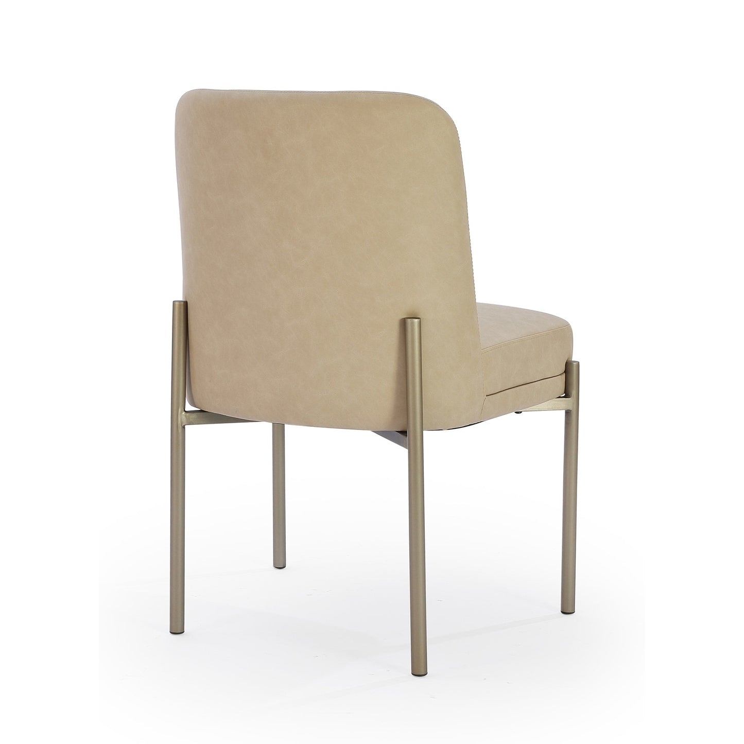 Modus Dion Upholstered Dining Chair in Camel Synthetic Leather and Brushed Nickel Metal