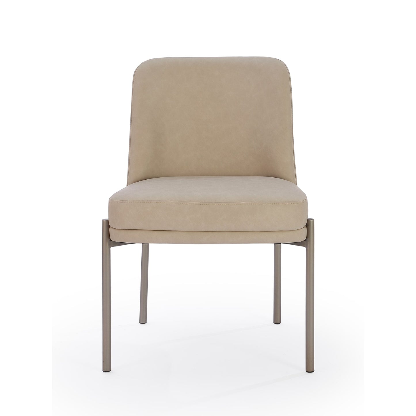 Modus Dion Upholstered Dining Chair in Camel Synthetic Leather and Brushed Nickel Metal