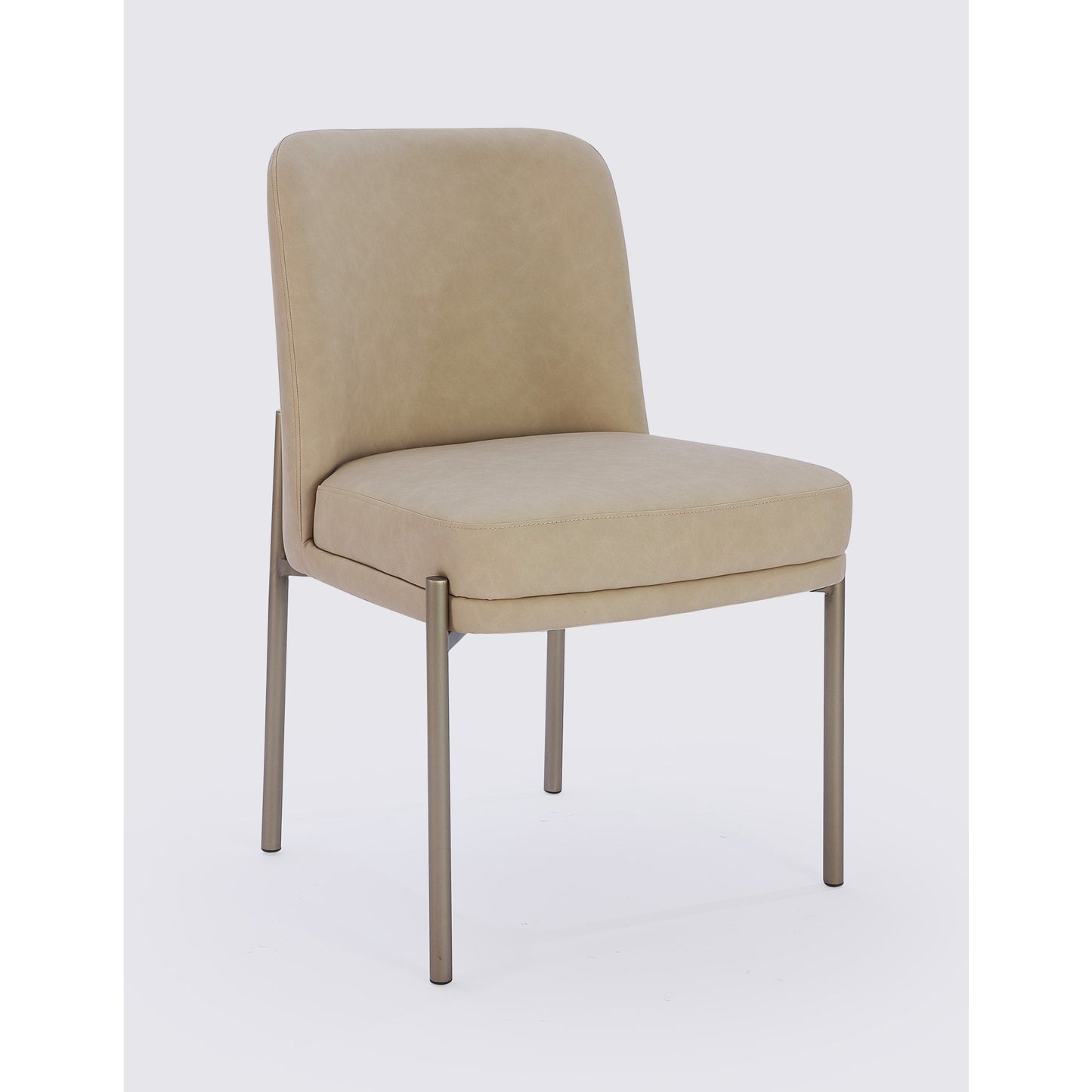 Modus Dion Upholstered Dining Chair in Camel Synthetic Leather and Brushed Nickel Metal