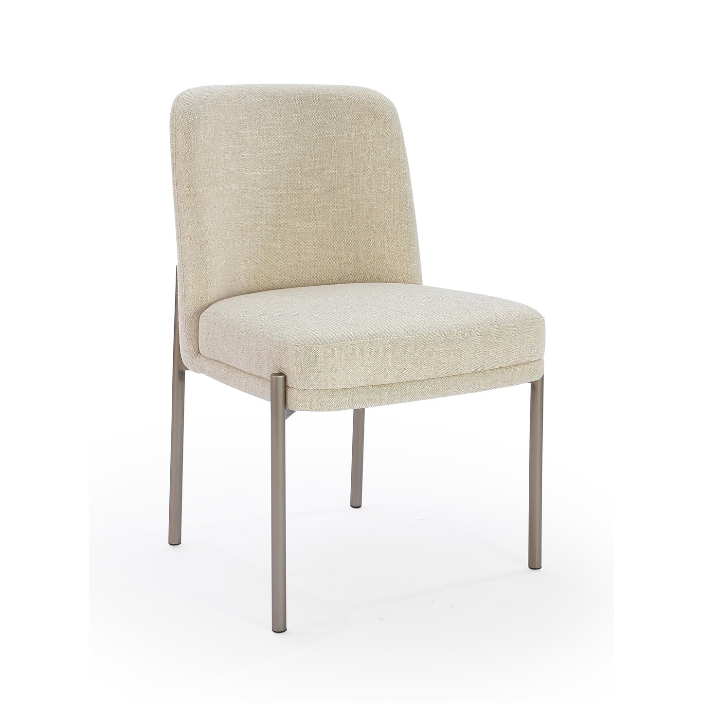 Modus Dion Upholstered Dining Chair in Natural Light Linen and Brushed Nickel Metal