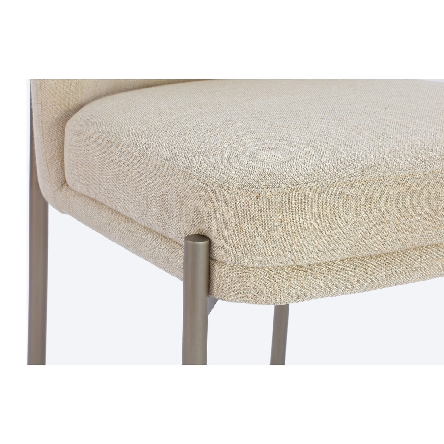 Modus Dion Upholstered Dining Chair in Natural Light Linen and Brushed Nickel Metal