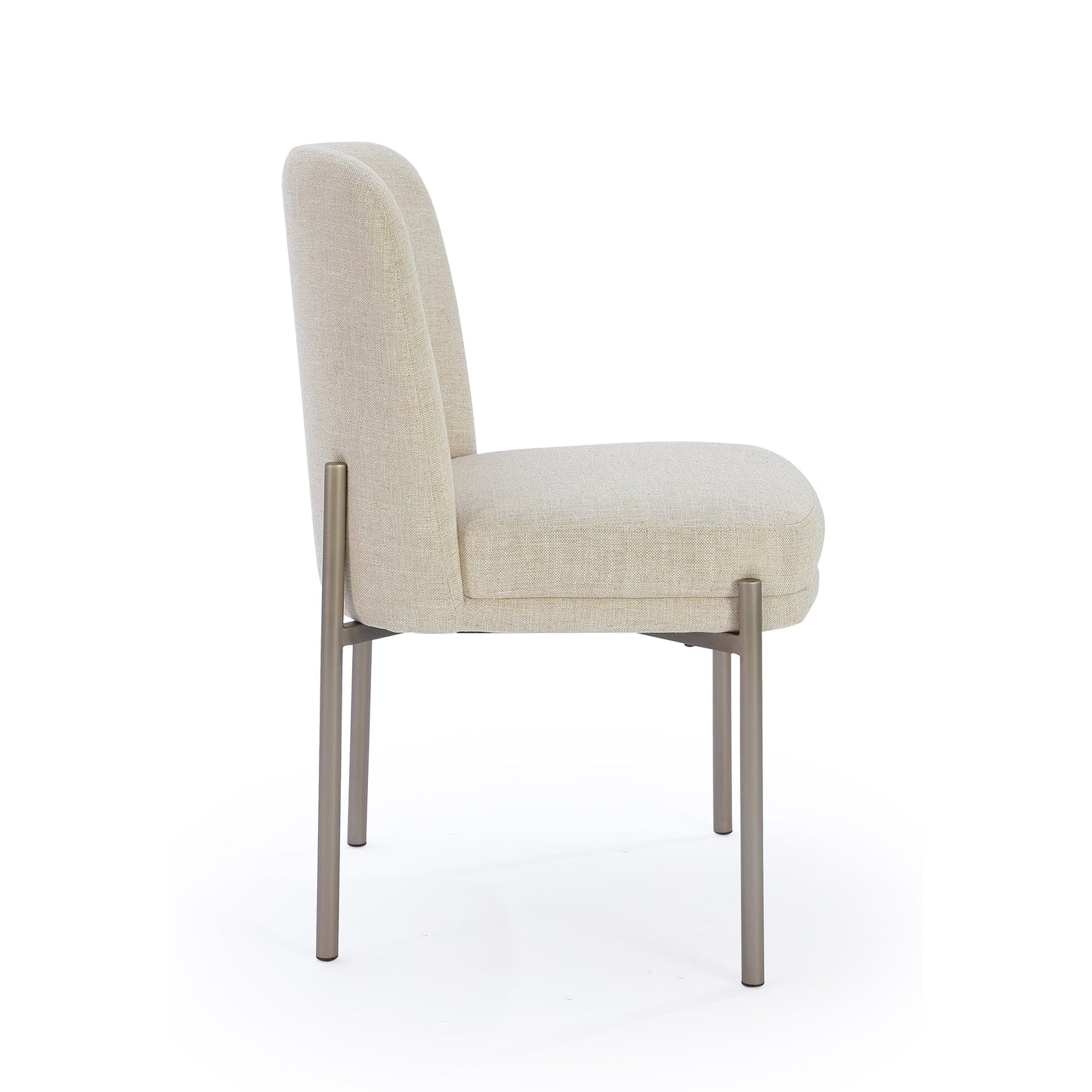 Modus Dion Upholstered Dining Chair in Natural Light Linen and Brushed Nickel Metal