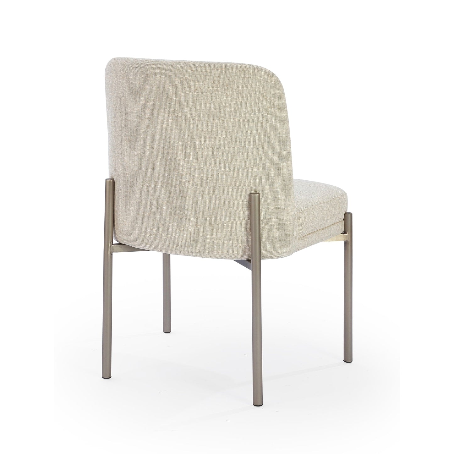 Modus Dion Upholstered Dining Chair in Natural Light Linen and Brushed Nickel Metal