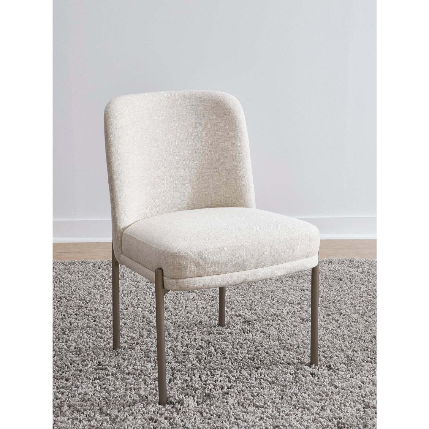 Modus Dion Upholstered Dining Chair in Natural Light Linen and Brushed Nickel Metal