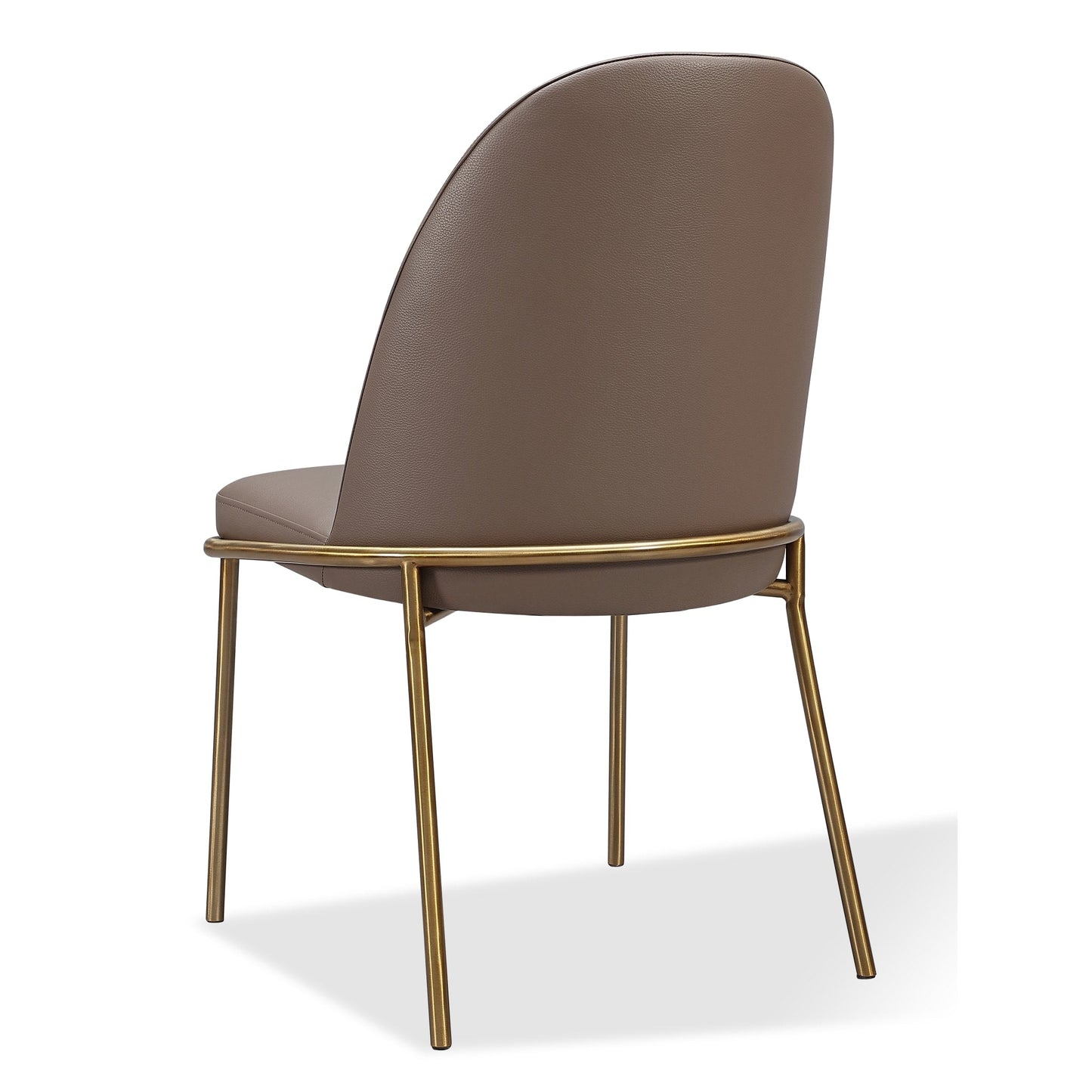 Modus Doheny Leather Upholstered Metal Leg Dining Chair in Boots and Brass