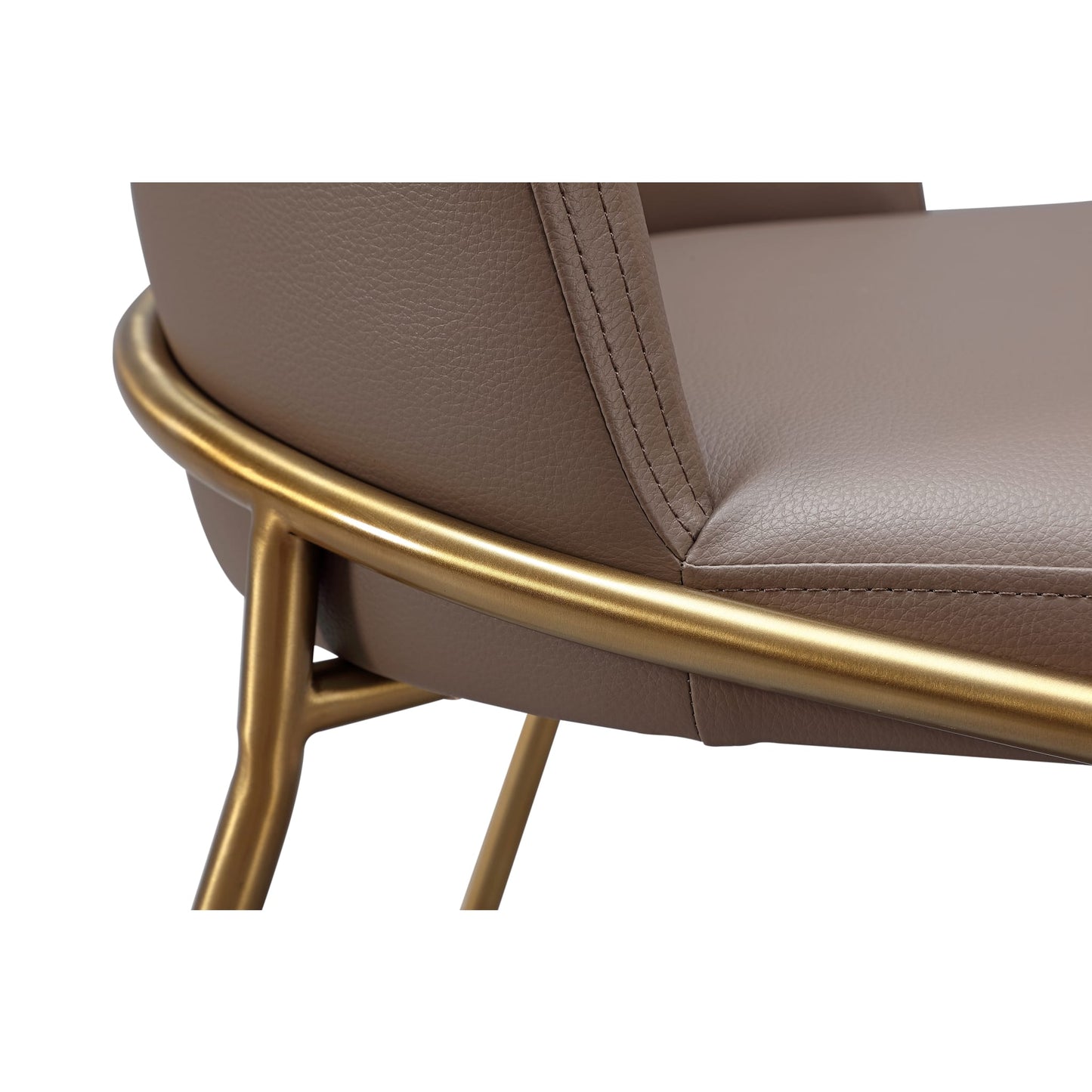 Modus Doheny Leather Upholstered Metal Leg Dining Chair in Boots and Brass