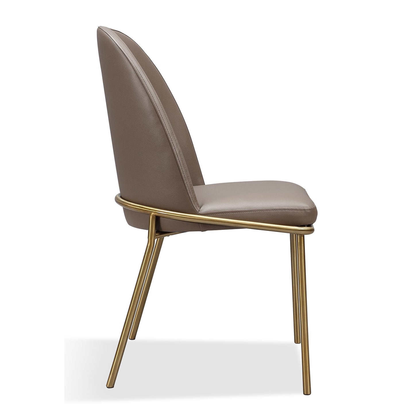 Modus Doheny Leather Upholstered Metal Leg Dining Chair in Boots and Brass