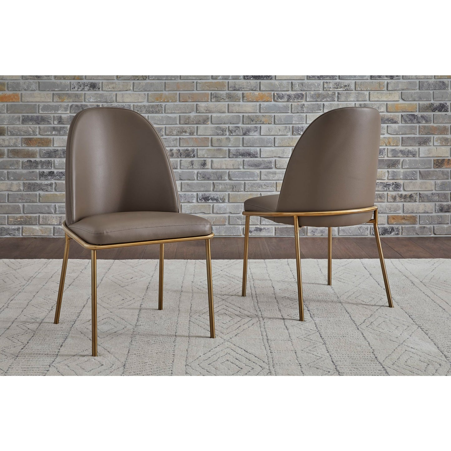 Modus Doheny Leather Upholstered Metal Leg Dining Chair in Boots and Brass