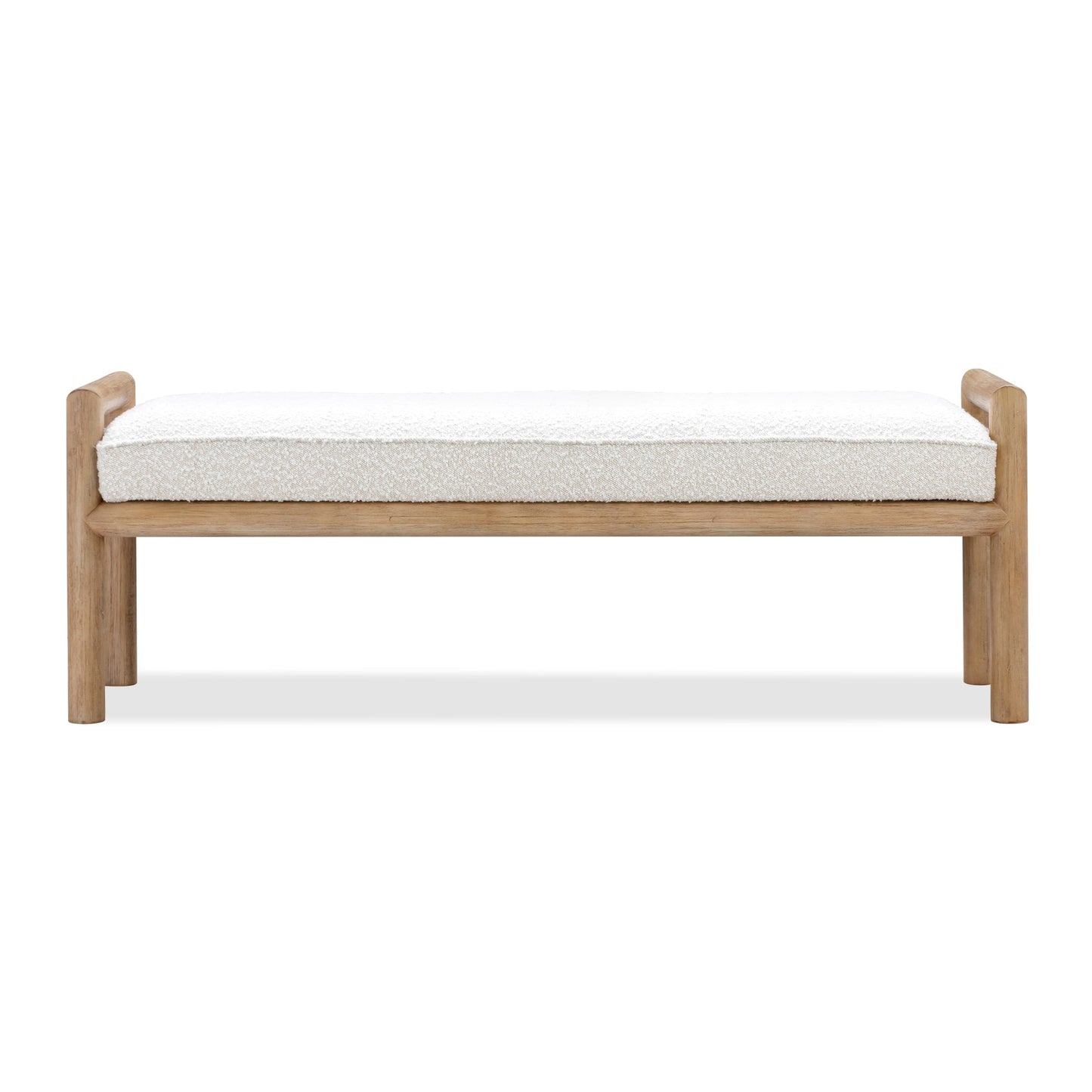 Modus Dorsey Boucle Upholstered Wooden Bench in Granola and Ricotta