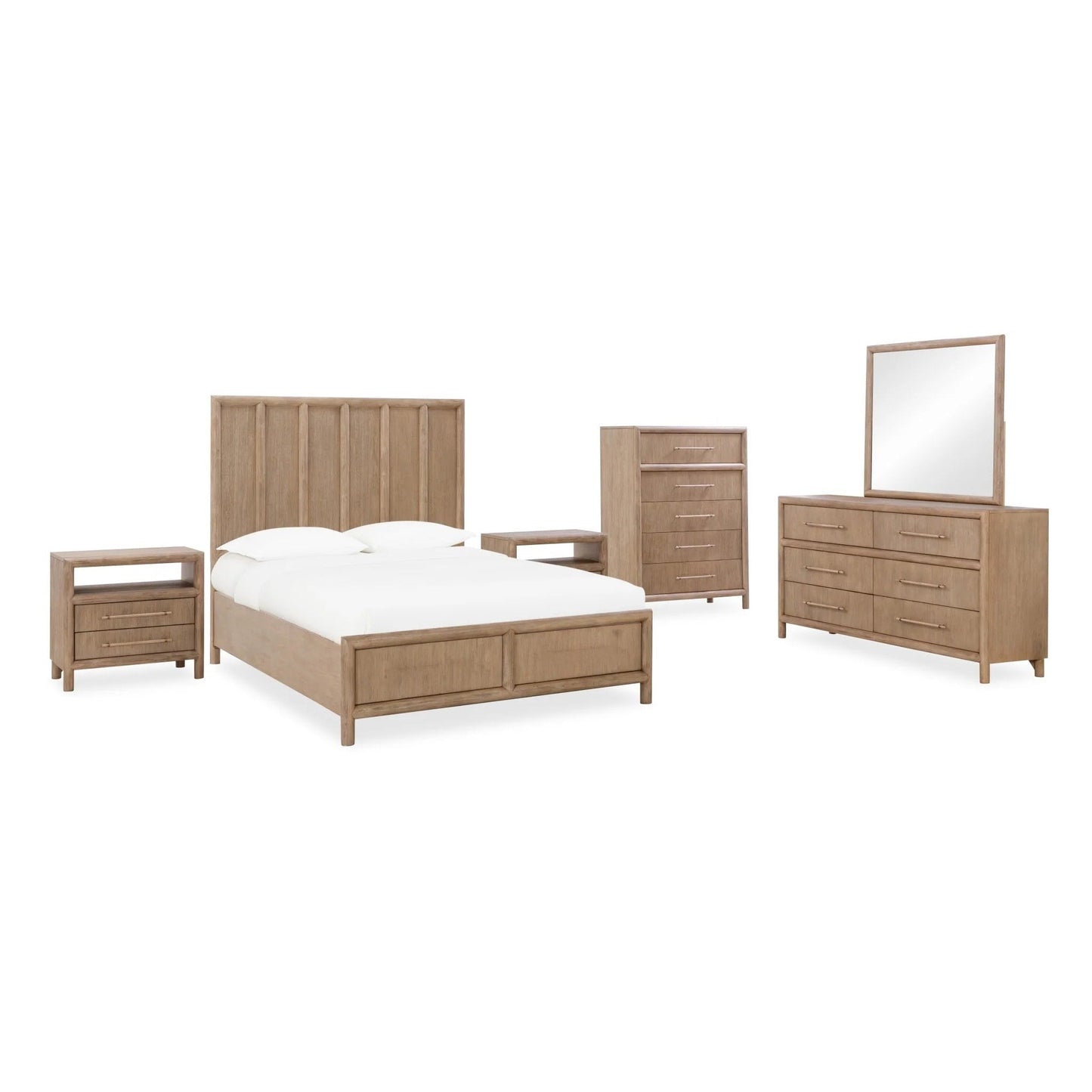 Modus Dorsey Wooden Panel Bed in Granola