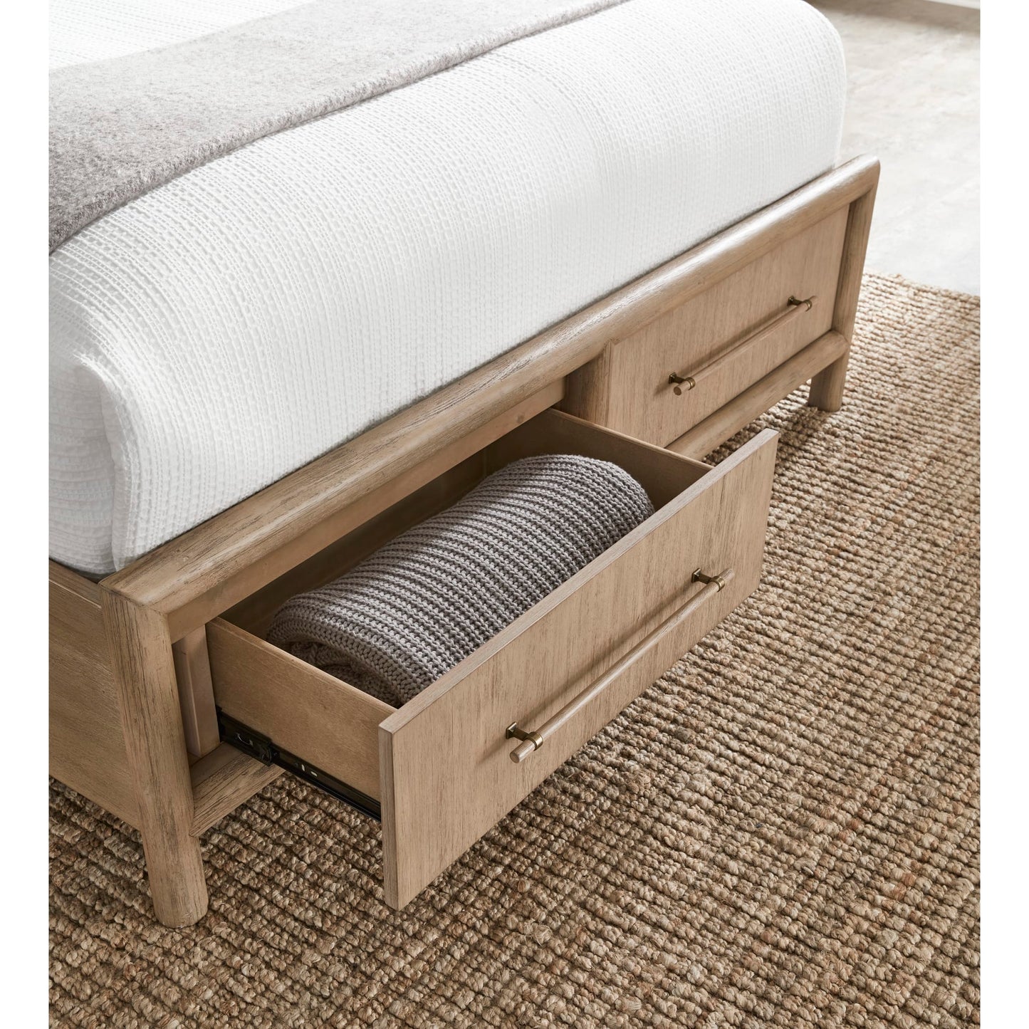 Modus Dorsey Wooden Two Drawer Storage Bed in Granola