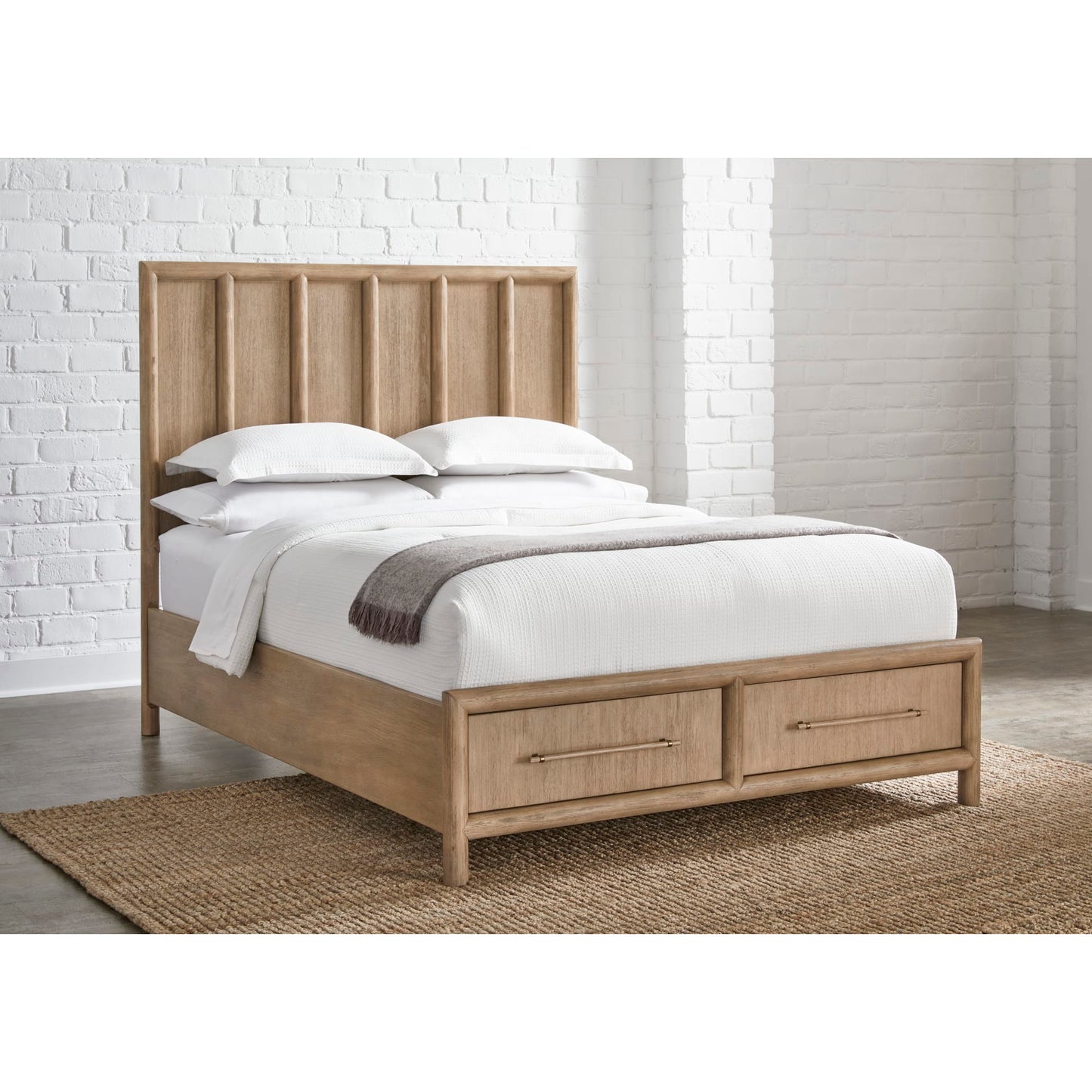 Modus Dorsey Wooden Two Drawer Storage Bed in Granola