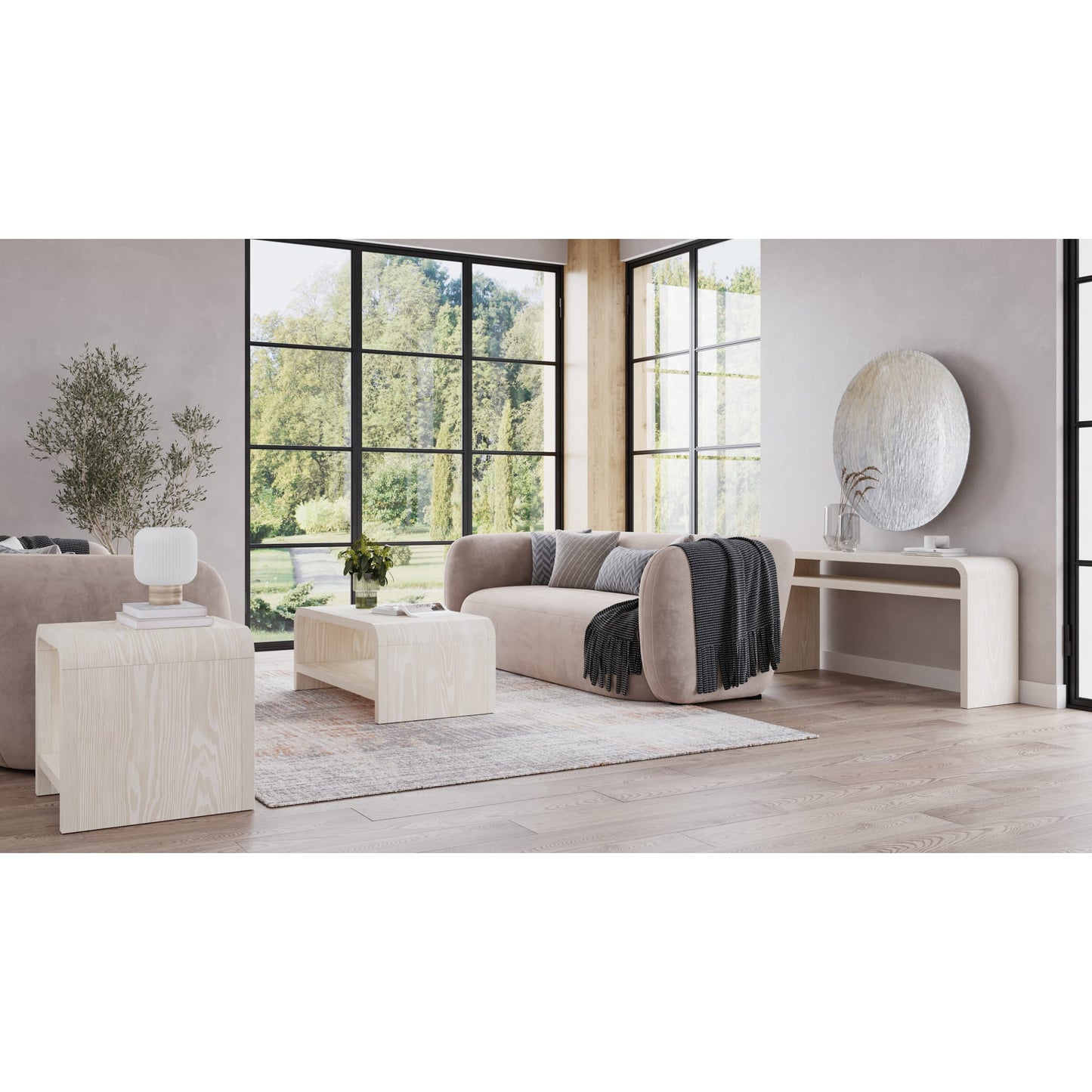 Modus Drake Ash Wood Console Table in Sugar