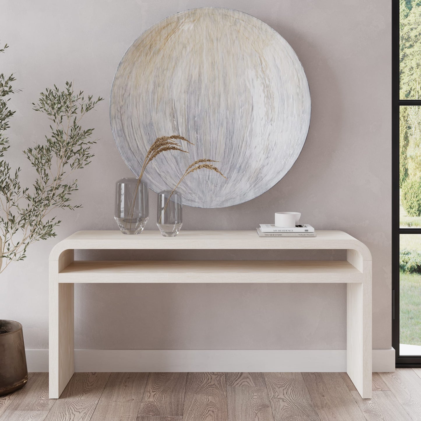 Modus Drake Ash Wood Console Table in Sugar