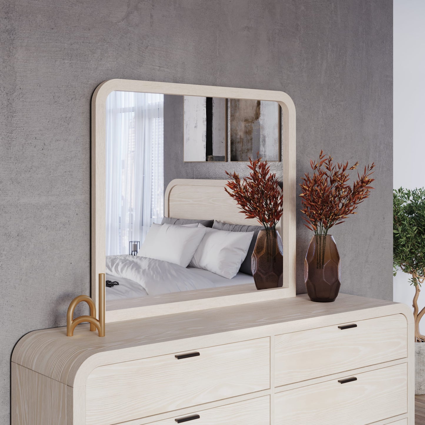 Modus Drake Beveled Glass Wall or Dresser Mirror in Sugar
