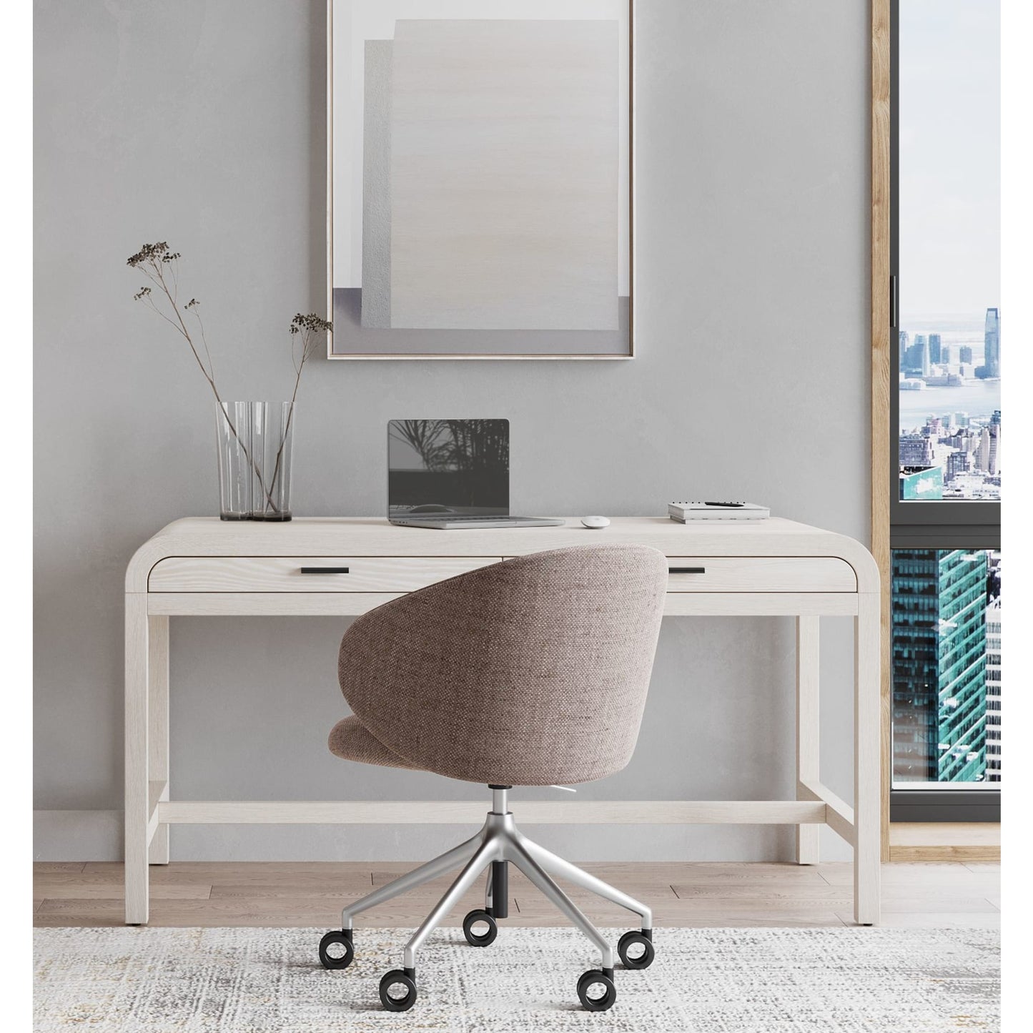 Modus Drake Two Drawer Writing Desk in Sugar