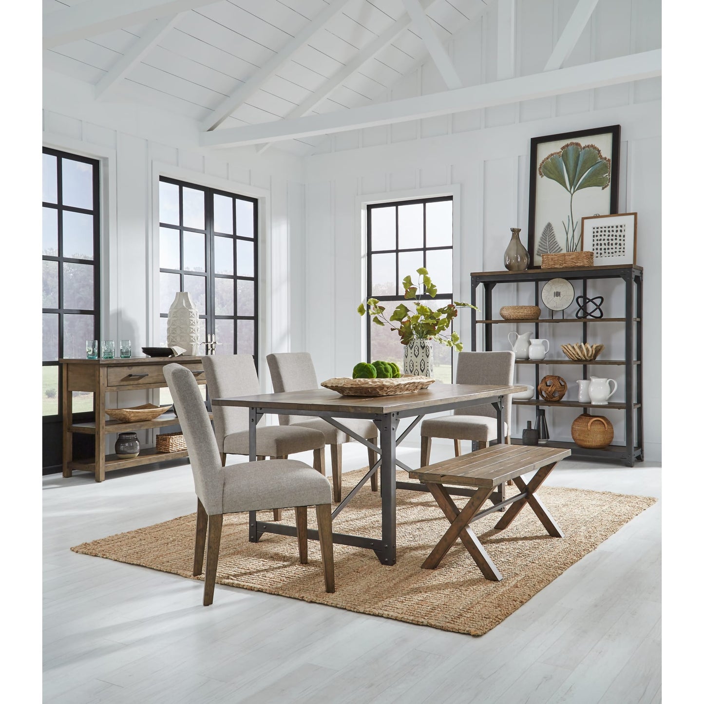 Modus Dubois Reclaimed Wood and Metal Dining Bench in Rodeo Brown and Black