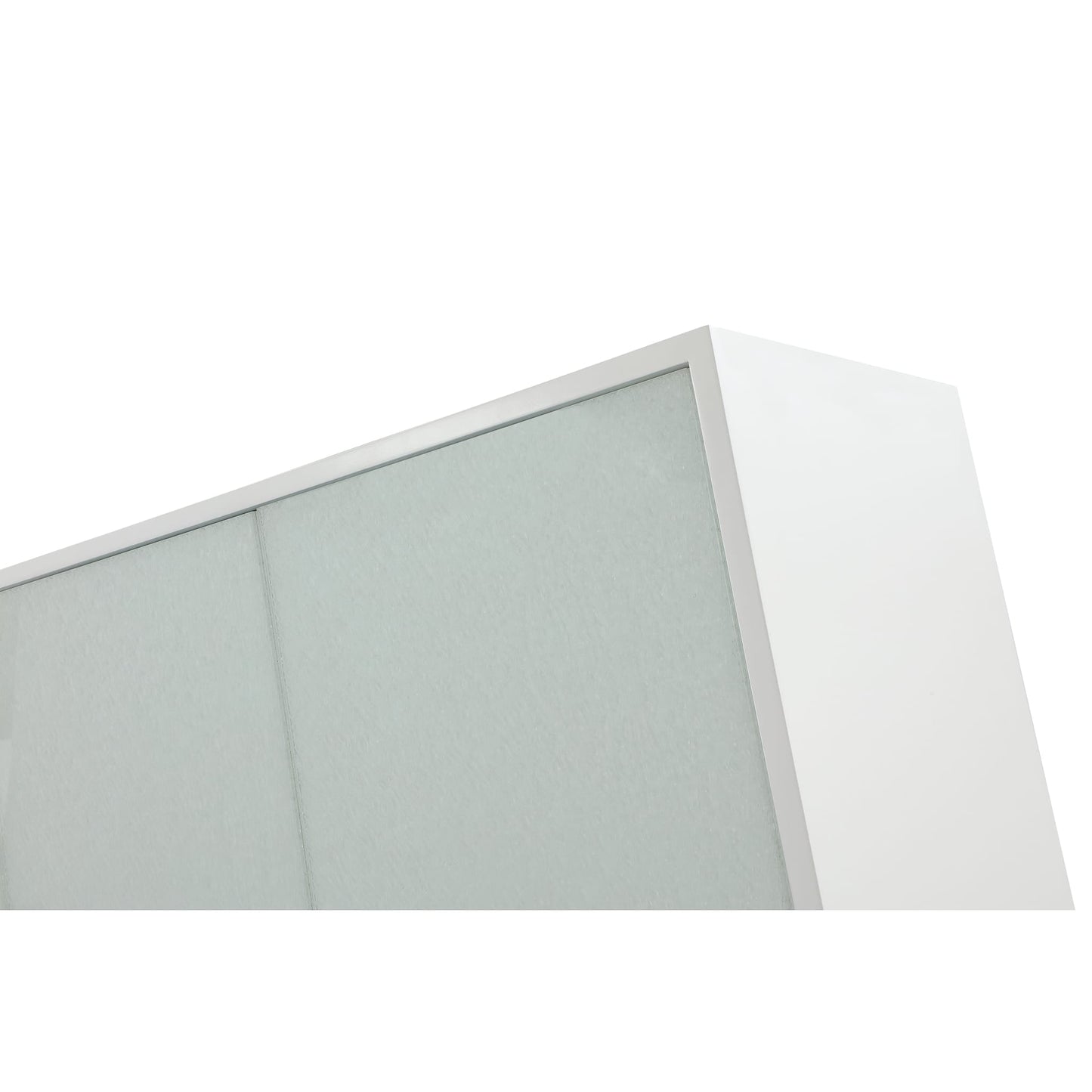 Modus Eliza Cracked Glass Sideboard in Brushed Stainless in White and Brushed Stainless Steel