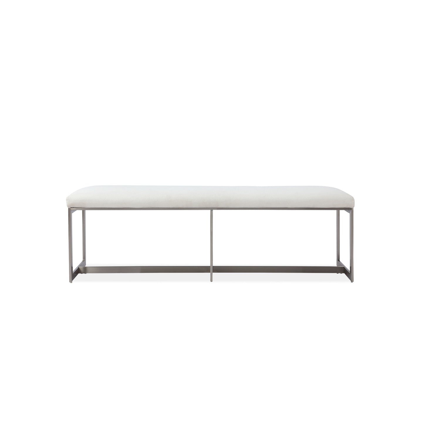 Modus Eliza Upholstered Dining Bench in Pearl and Brushed Stainless Steel