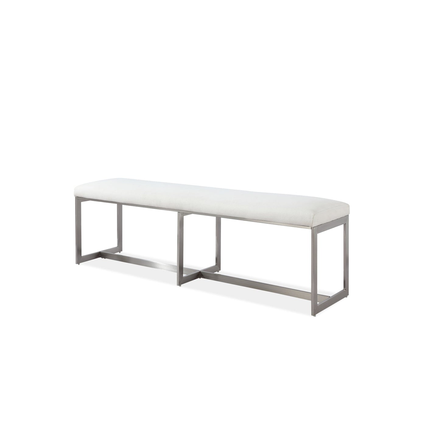 Modus Eliza Upholstered Dining Bench in Pearl and Brushed Stainless Steel