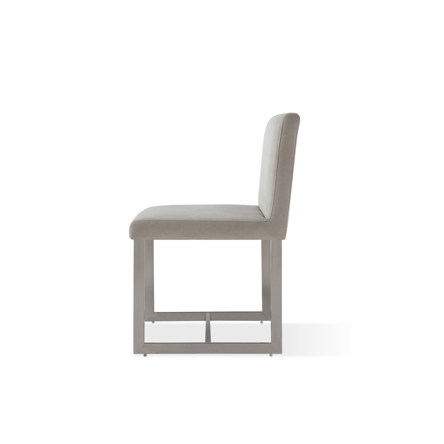 Modus Eliza Upholstered Dining Chair in Dove and Brushed Stainless Steel