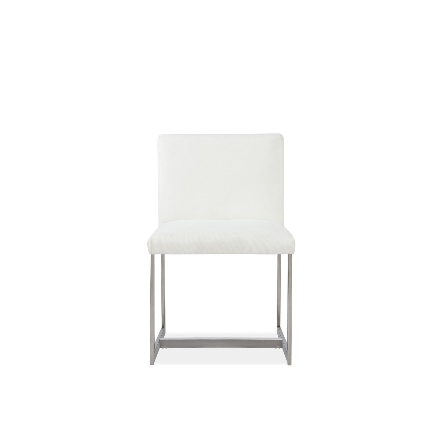 Modus Eliza Upholstered Dining Chair in Pearl and Brushed Stainless Steel