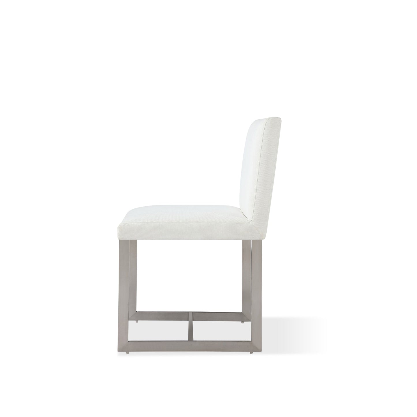 Modus Eliza Upholstered Dining Chair in Pearl and Brushed Stainless Steel