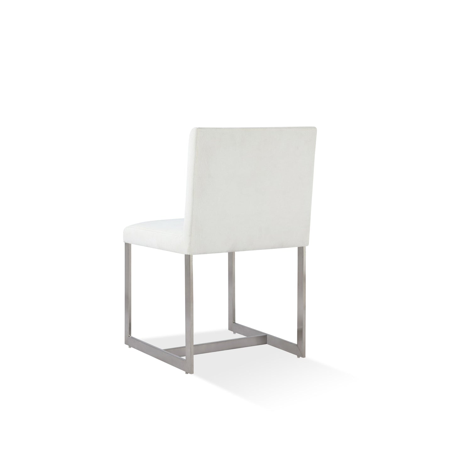 Modus Eliza Upholstered Dining Chair in Pearl and Brushed Stainless Steel