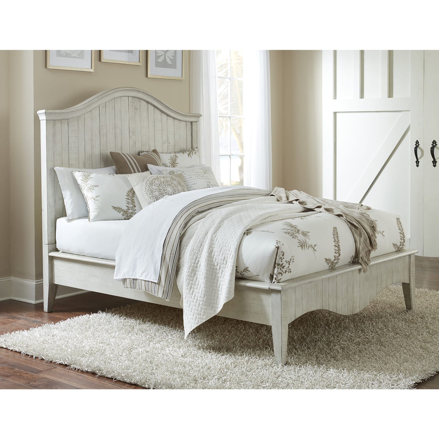 Modus Ella Solid Wood Crown Bed in White Wash