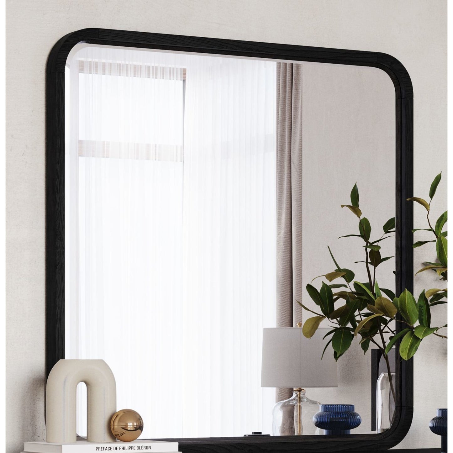 Modus Elora Beveled Glass Mirror in Jet Black Ash