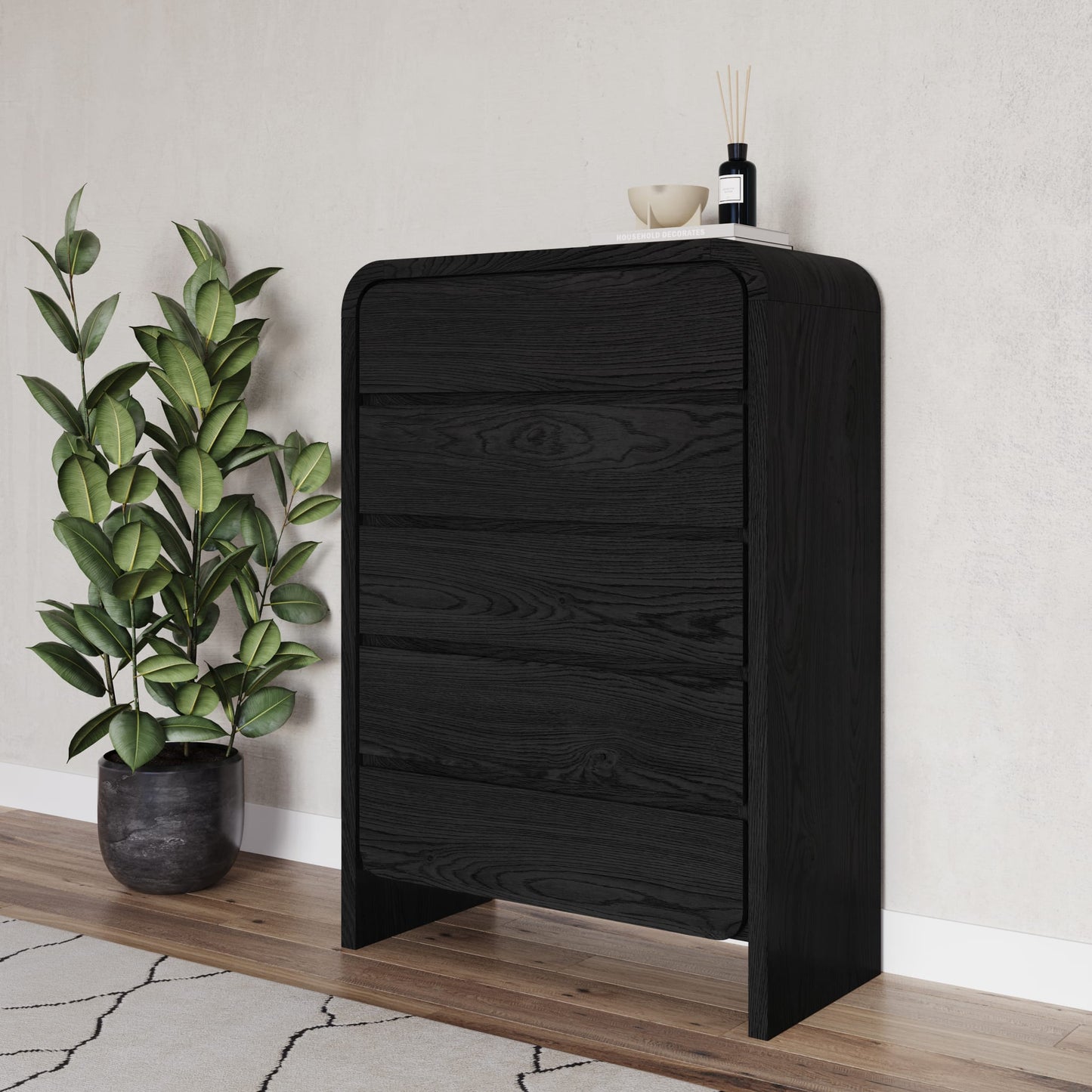 Modus Modus Modus Elora Five Drawer Chest in Jet Black Ash