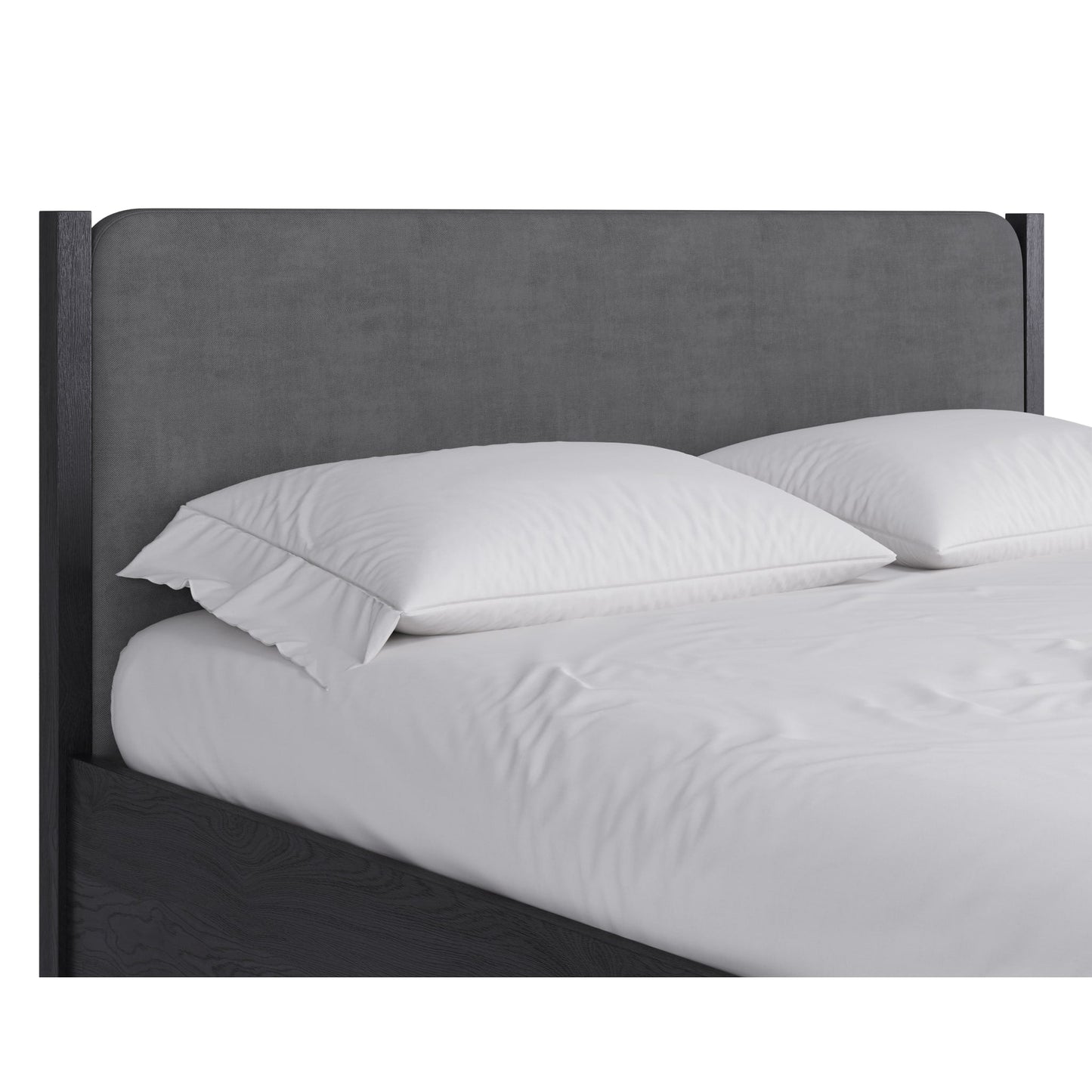 Modus Elora Wood and Velvet Upholstered Bed in Jet and Charcoal