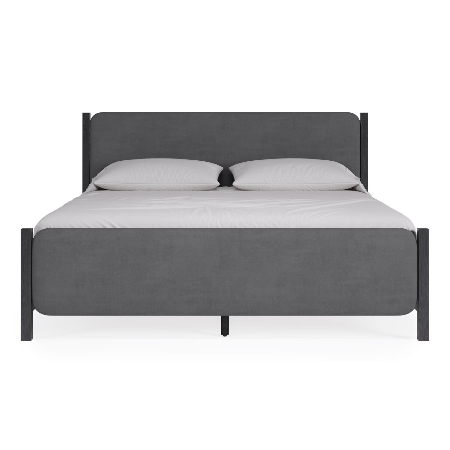 Modus Elora Wood and Velvet Upholstered Bed in Jet and Charcoal