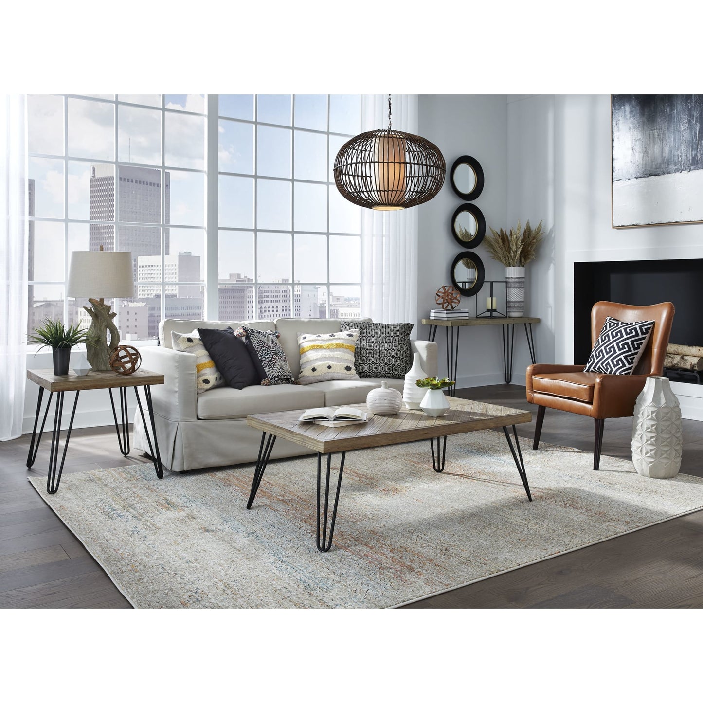 Modus Everson Solid Fir Console Table in Sand Dollar