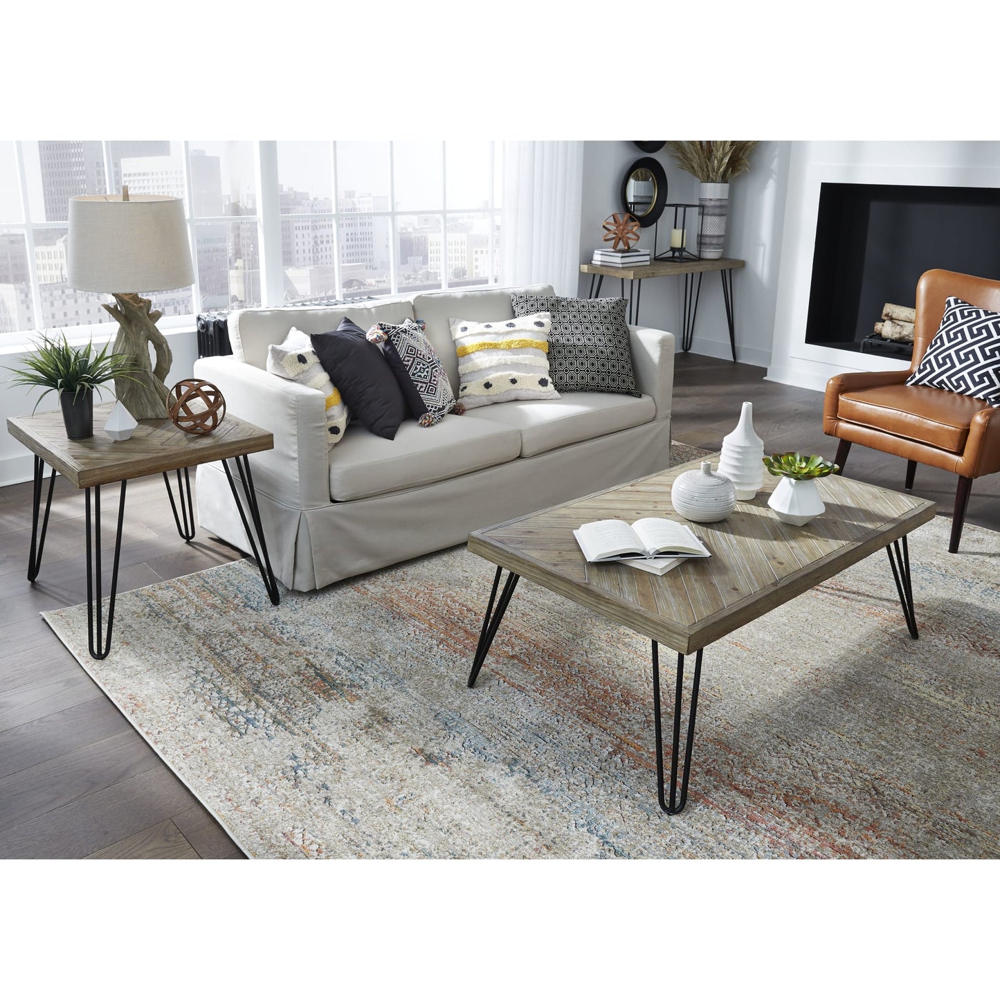 Modus Everson Solid Fir Console Table in Sand Dollar