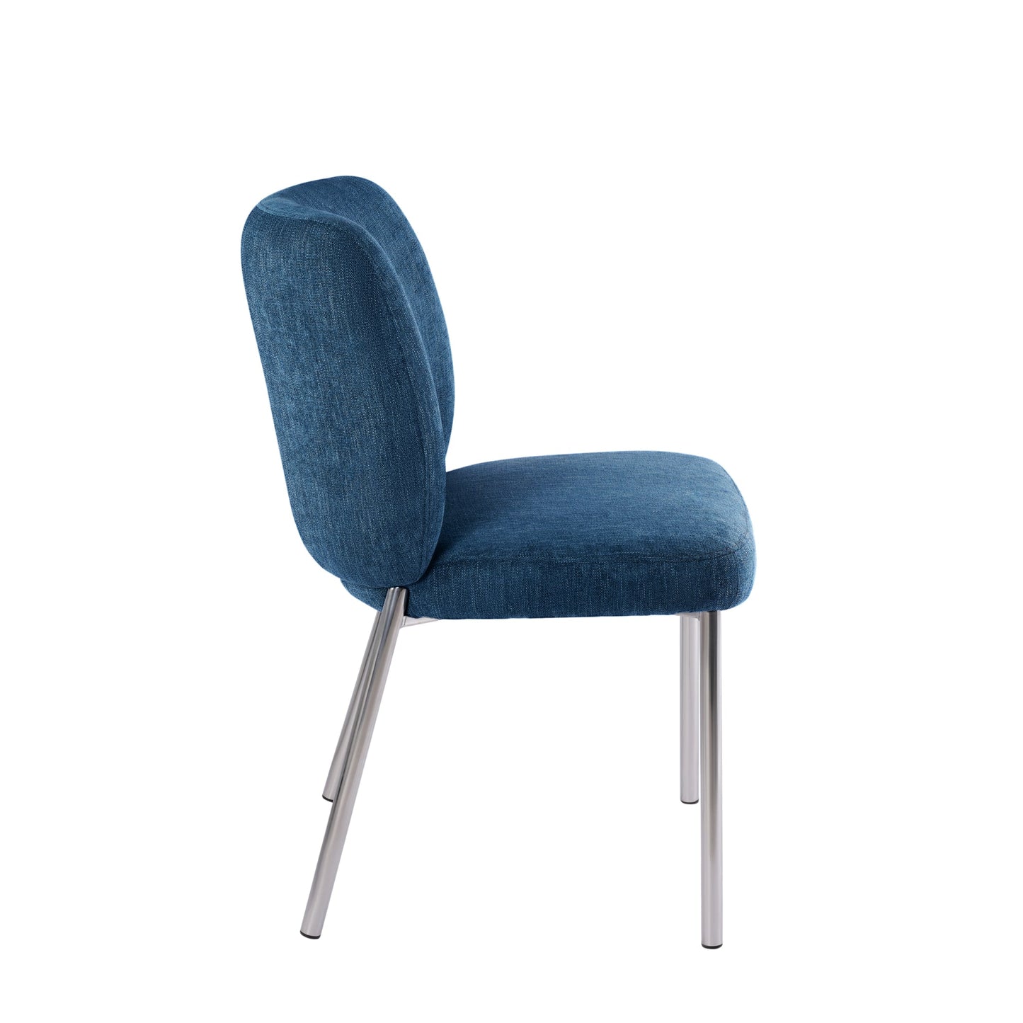 Modus Fomo Chenille-upholstered Stainless Steel Base Dining Chair in Azure