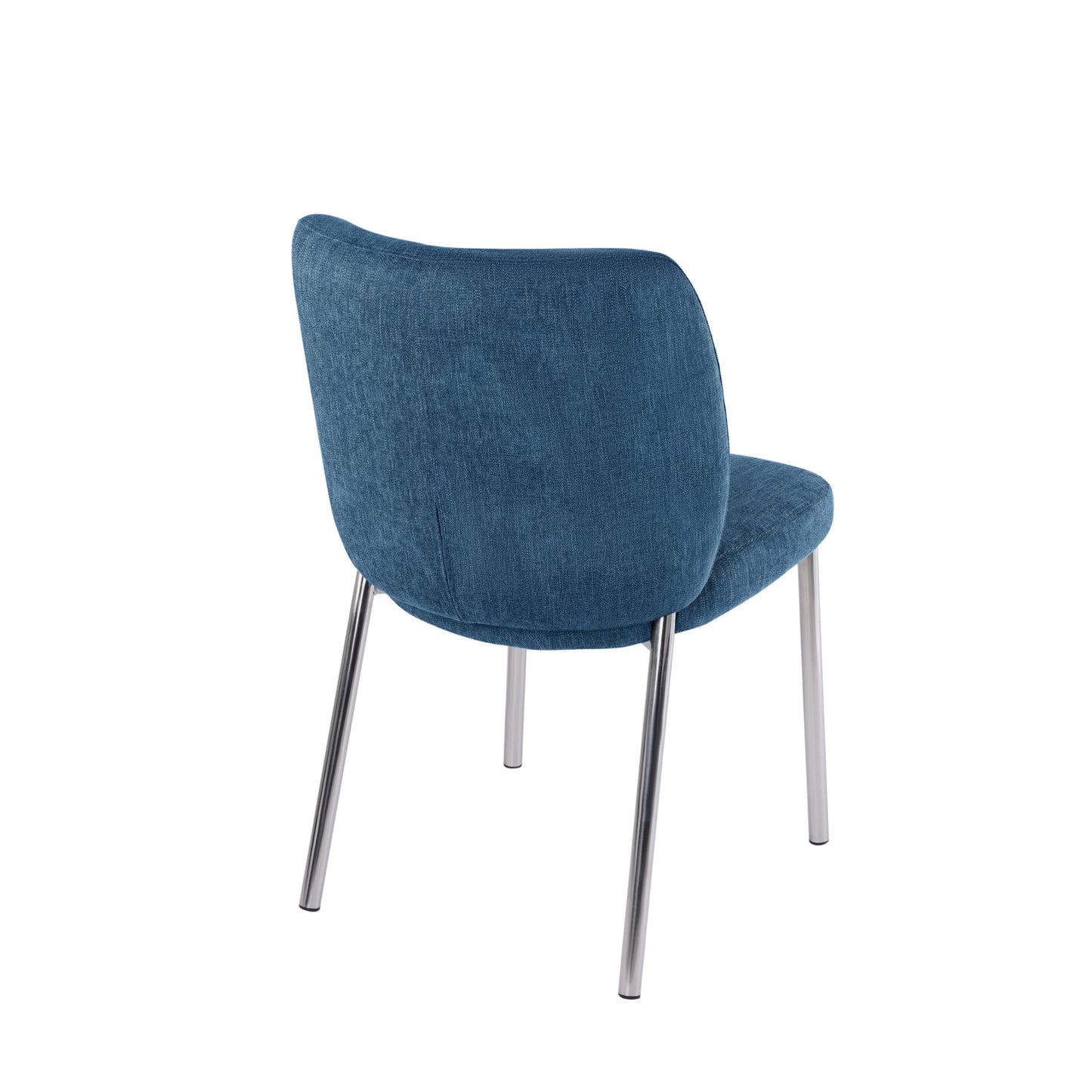 Modus Fomo Chenille-upholstered Stainless Steel Base Dining Chair in Azure
