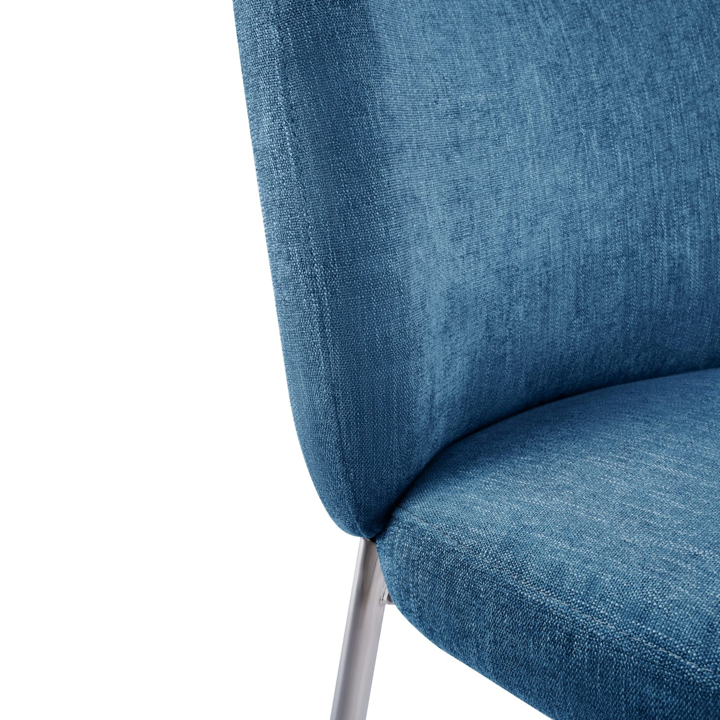 Modus Fomo Chenille-upholstered Stainless Steel Base Dining Chair in Azure