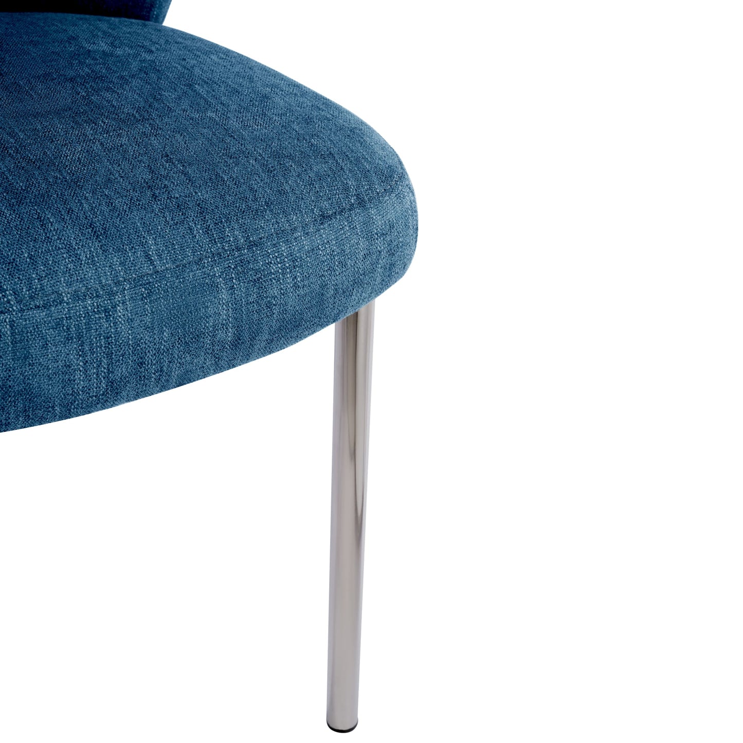 Modus Fomo Chenille-upholstered Stainless Steel Base Dining Chair in Azure