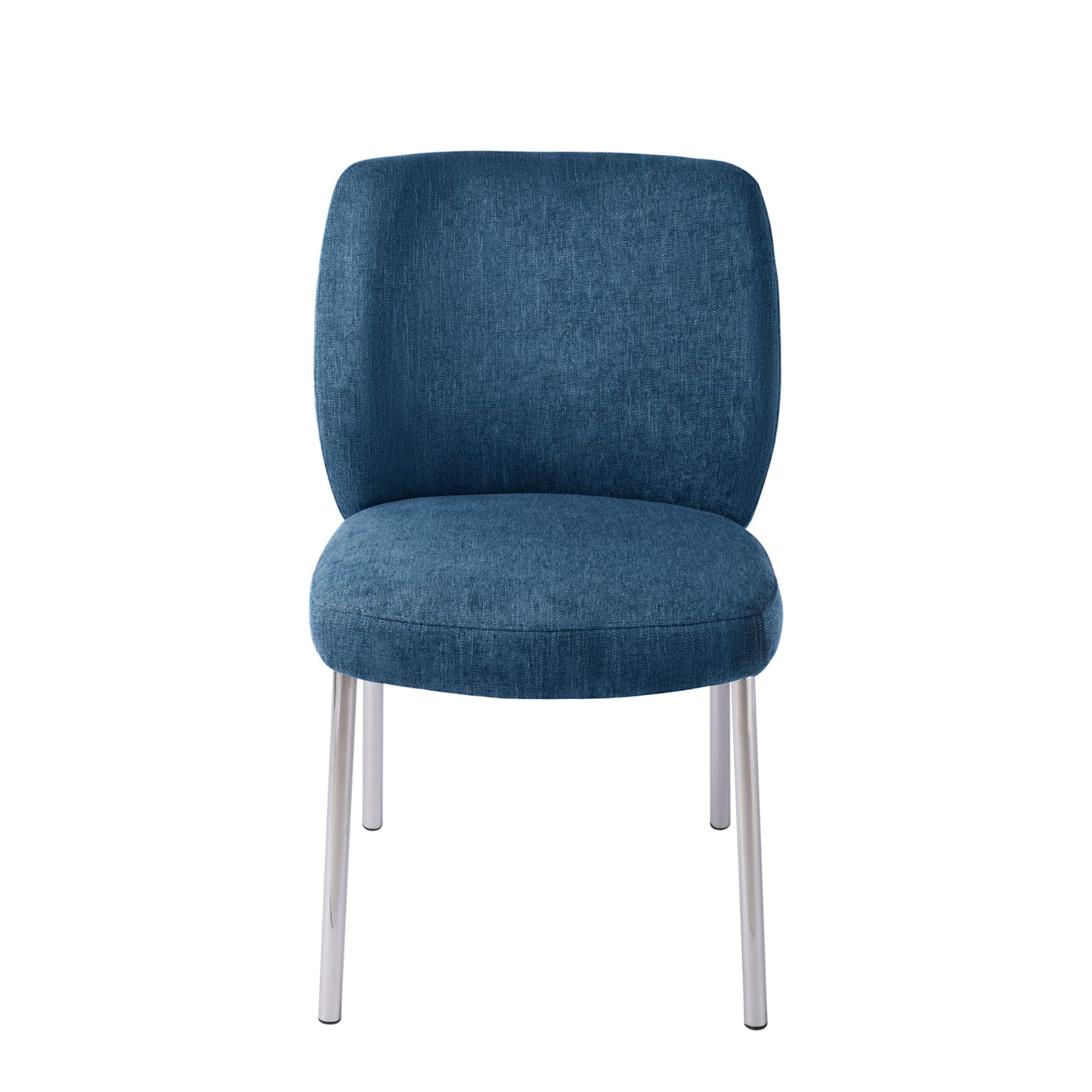 Modus Fomo Chenille-upholstered Stainless Steel Base Dining Chair in Azure