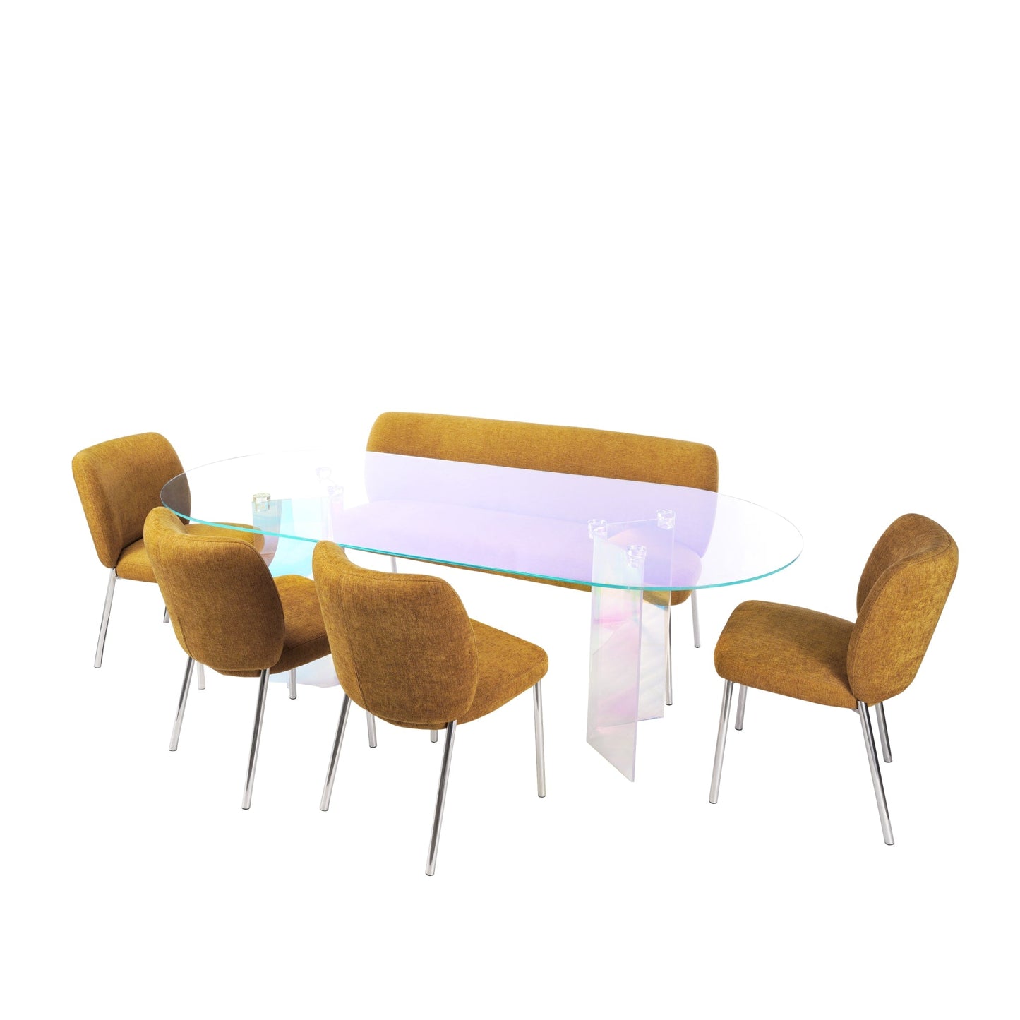 Modus Fomo Chenille-upholstered Stainless Steel Base Dining Chair in Pineapple