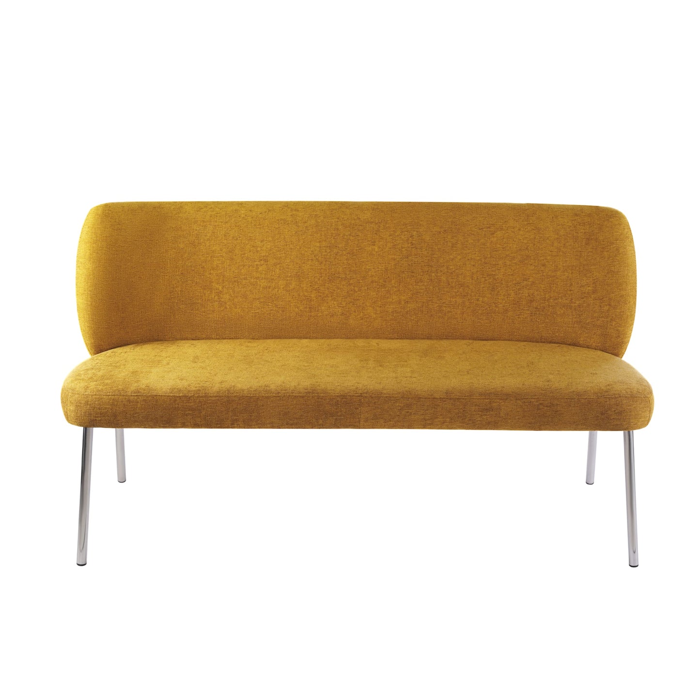 Modus Fomo Chenille-upholstered Stainless Steel Base Settee in Pineapple