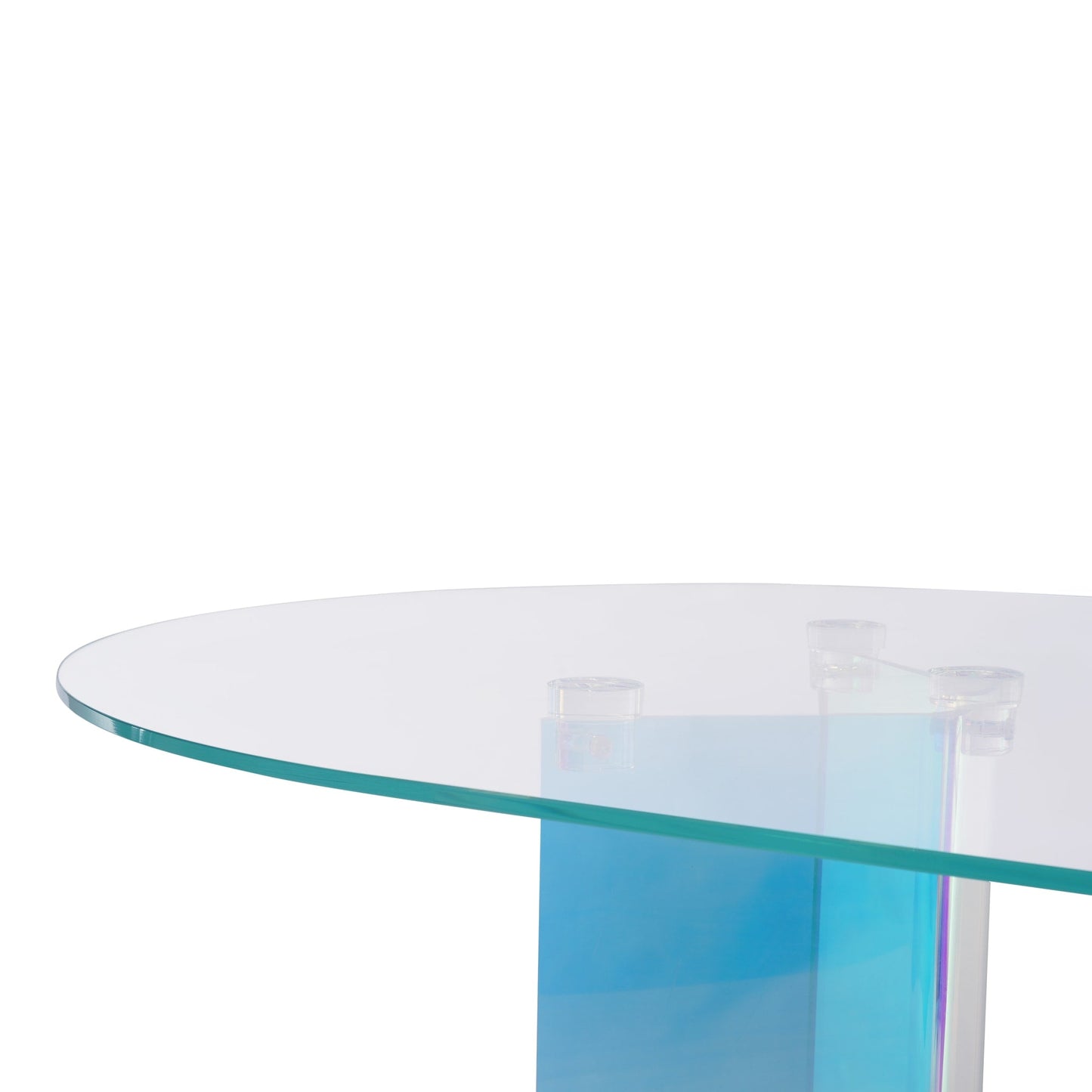 Modus Fomo Double Pedestal Oval Dining Table in Iridescent Glass and Acrylic