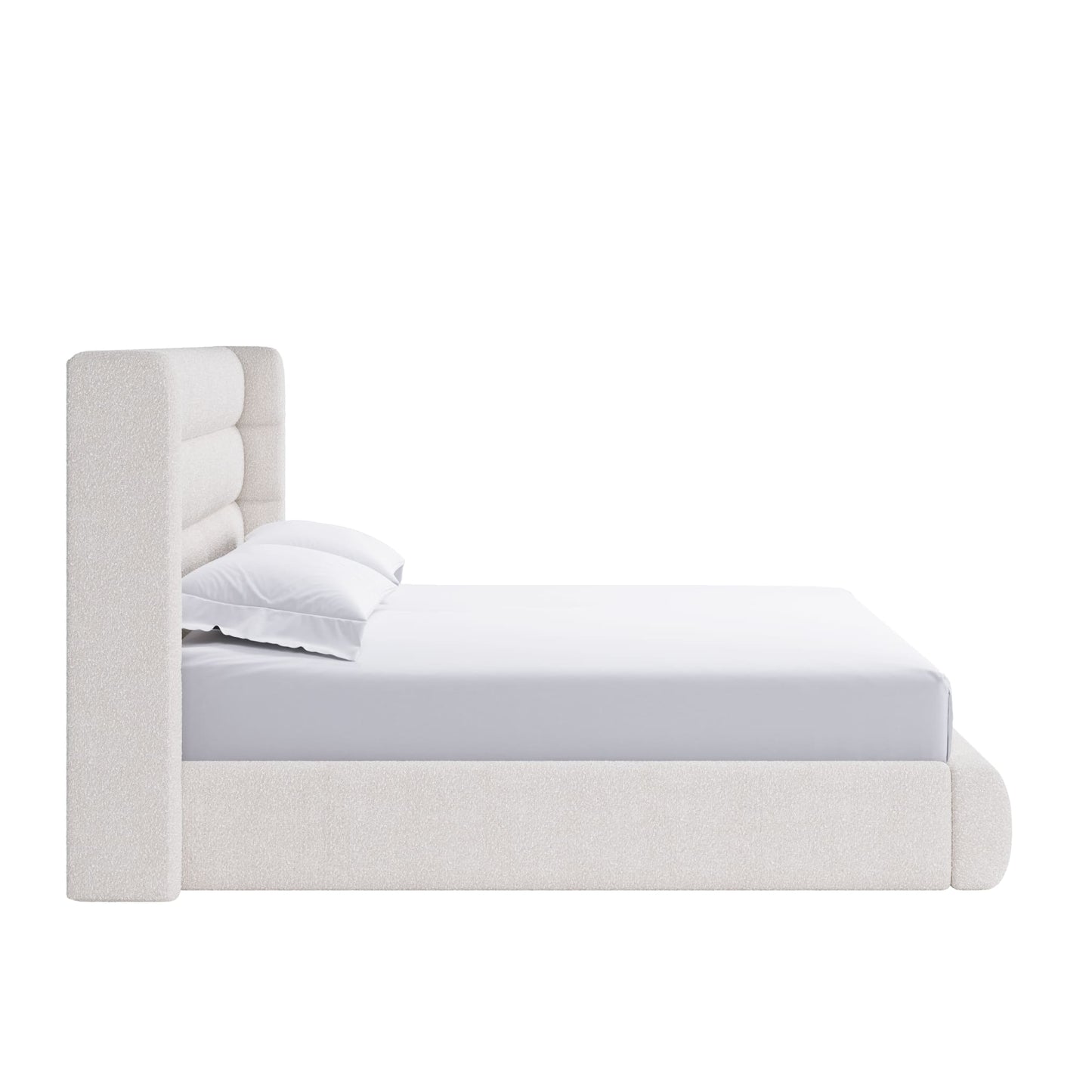 Modus Frank Upholstered Wingback Platform Bed in Cottage Cheese Boucle