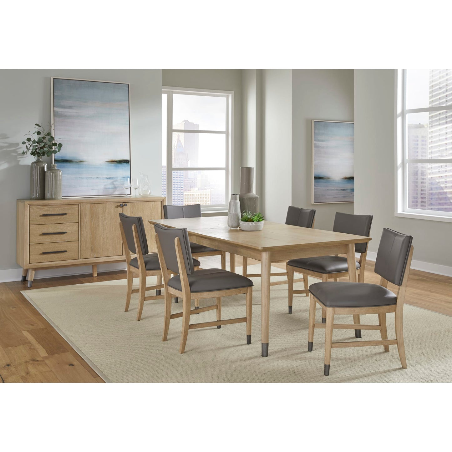 Modus Franklin Dining Chair in Au Natural and Gray Leather
