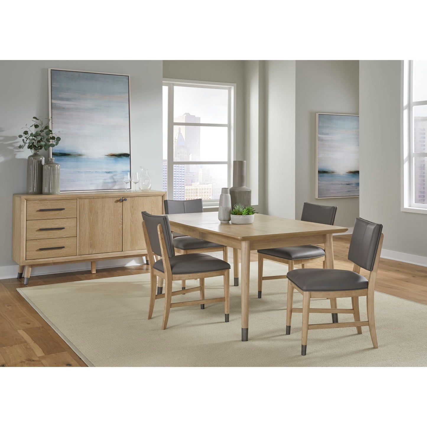 Modus Franklin Three Drawer Two Door White Oak Sideboard in Au Natural